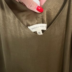 XS Whimsy + Row olive green slip midi dress